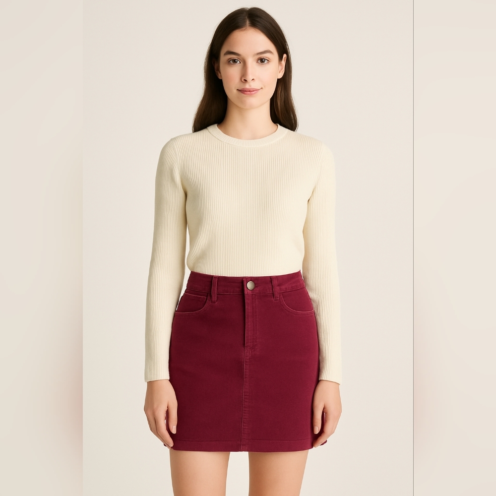 Tommy Hilfiger Burgundy Corduroy Mini Skirt Size 4 Preppy